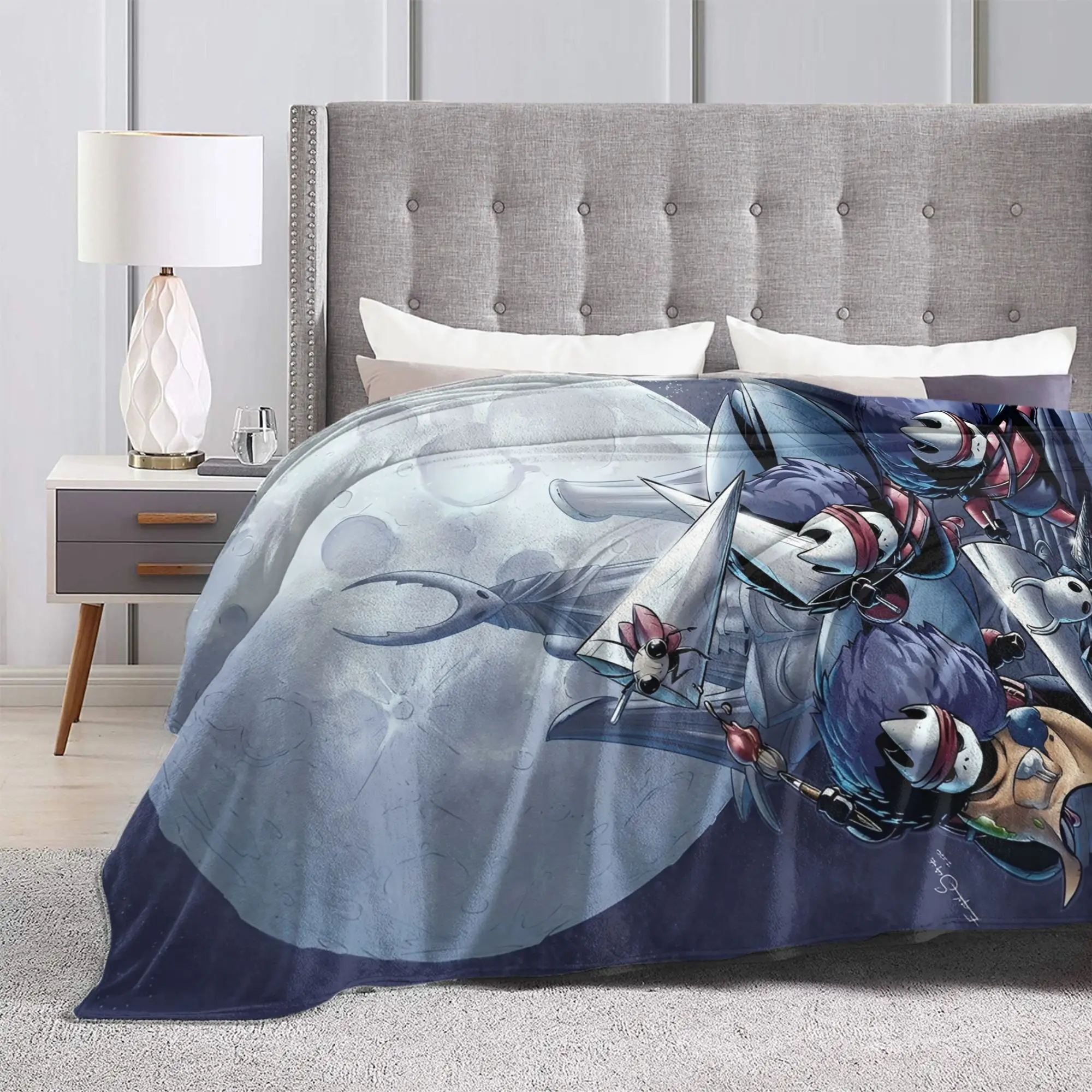 بطانية ألعاب مضحكة من Hollow Knight من الفلانيل للاسترخاء وخفيفة الوزن ورقيقة لمفرش سرير الفراش