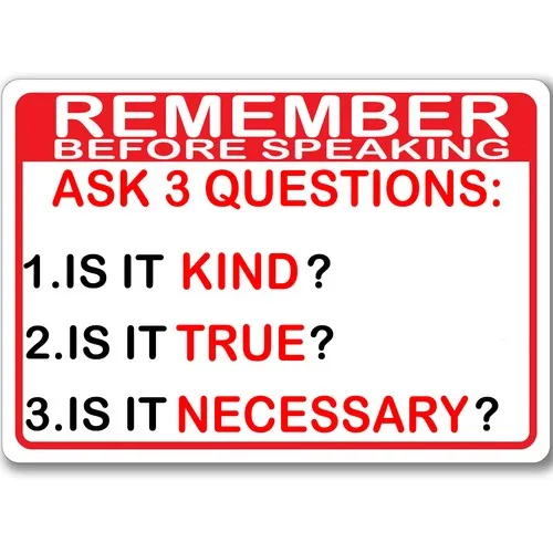 Funny Metal Tin Sings Before Speaking Ask 3 Questions Signs Man Cave Wall Decor