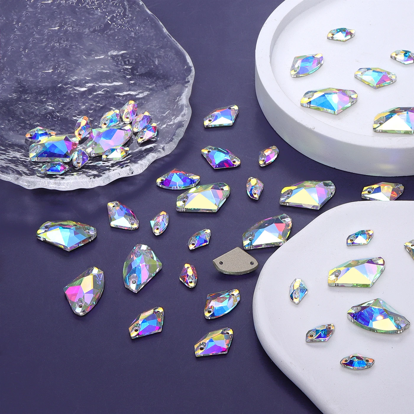 24 шт., разные размеры, галактическое бутиковое стекло, пришивные стразы с плоской задней частью, украшение из кристаллов для DIY, свадебные платья, изготовление ювелирных изделий