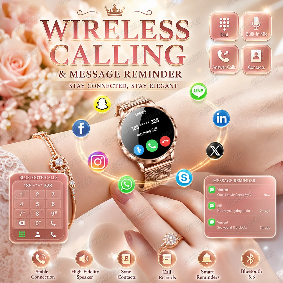 New Ultra-thin Smart Watch For Women AMOLED Display Answer Make Call Message Health Sport Watch Ladies' Gift Music Digital Clock
