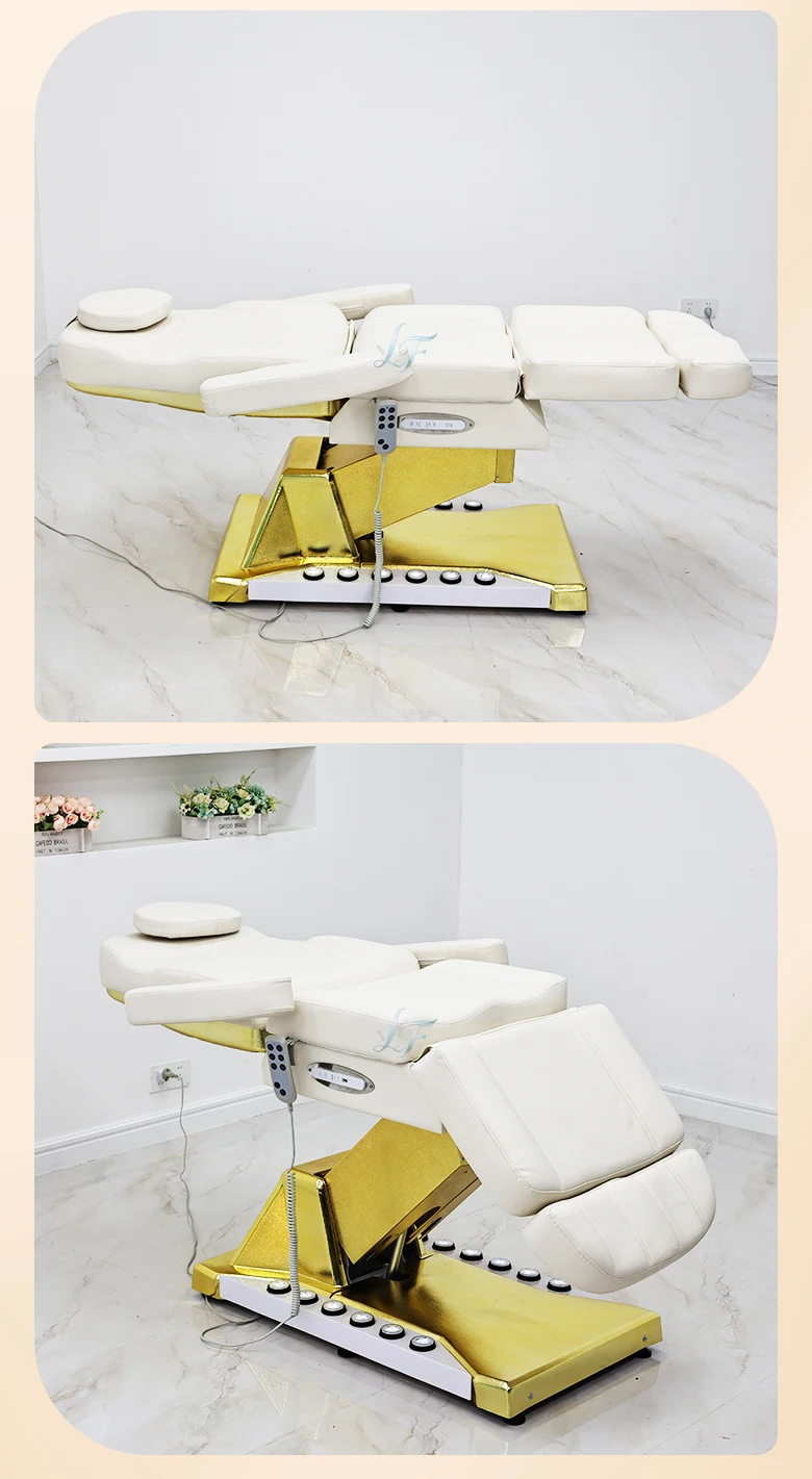 Elektrisch höhenverstellbare Massage-Schönheitsliege mit Handfernbedienung und Fußpedalsteuerung, anpassbare Lederfarbe, Salon-Gesichtsbehandlungsliege – Detail 10