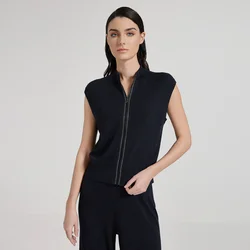 BC1044 Luxury womens Clothing 30% silk 70% wool Sweater spring summer sleeveless Knitted cardigan