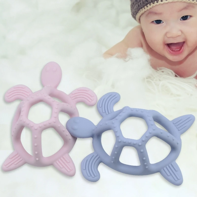 

Cartoon Animal Sea for Turtle Shape Teething Ring Baby Teether Silicone Beads Soother Molar Nursing Toy Pacifier Chain for