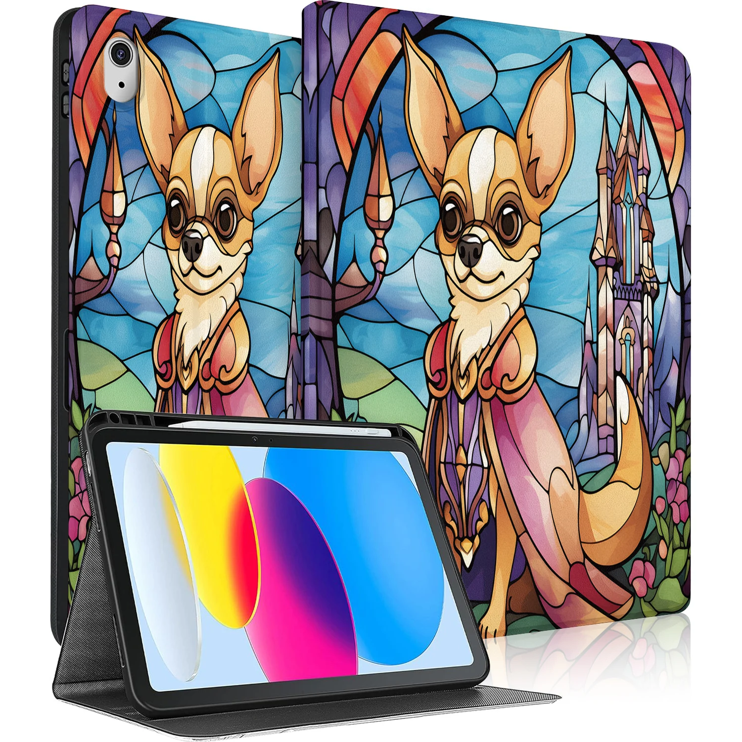 

Чехол Animal Dog Queen для iPad A16 11 дюймов 2025 11-го поколения / 10,9 дюймов2022 10-й чехол для планшета с автоматическим пробуждением/сна и регулируемым держателем для ручки