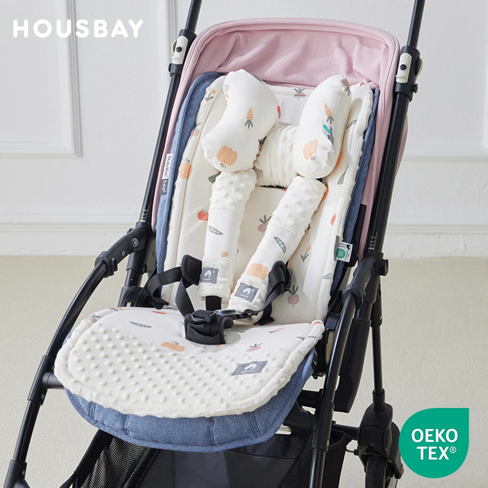 

3Pcs/Set Stroller Cushion Pillow & Belt Cover Soft Cotton Shock-Absorbing Universal Pram Pad Neck Support Stroller Accessories