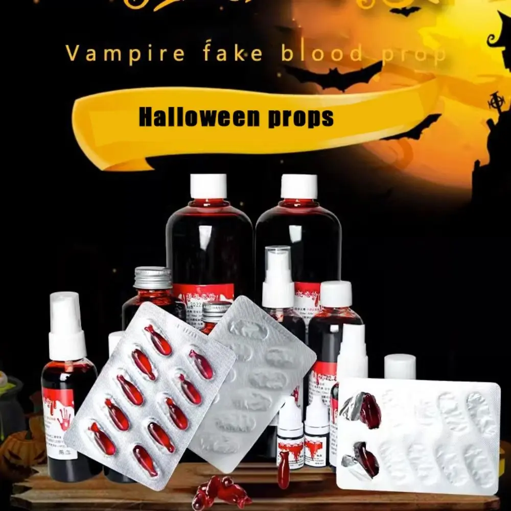 Píldoras de sangre falsas de Plasma no tóxicas, accesorios de Halloween, película de plasma comestible, maquillaje de televisión, divertido, fácil de limpiar