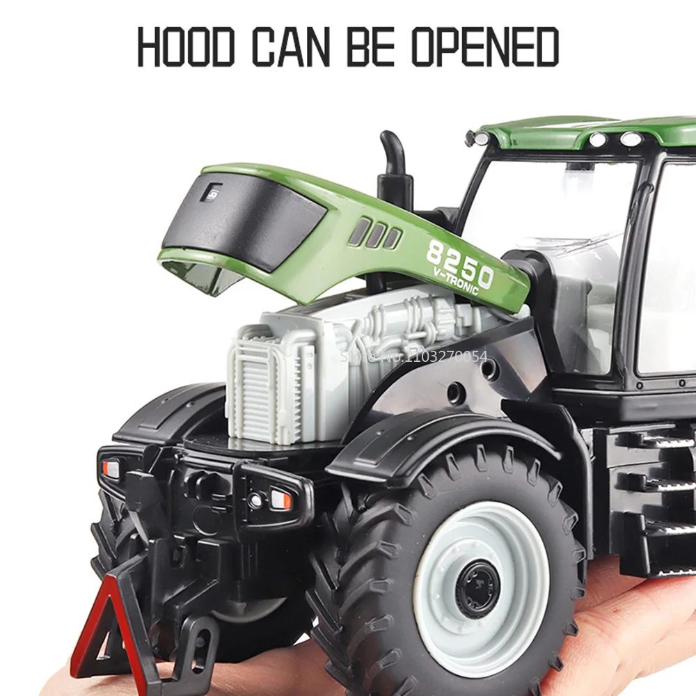 1/30 Alloy Tractor Simulation Model Toys with Sound Light Removable Roof Kids Agricultural Vehicle Kids Gift Boys Toy Collection