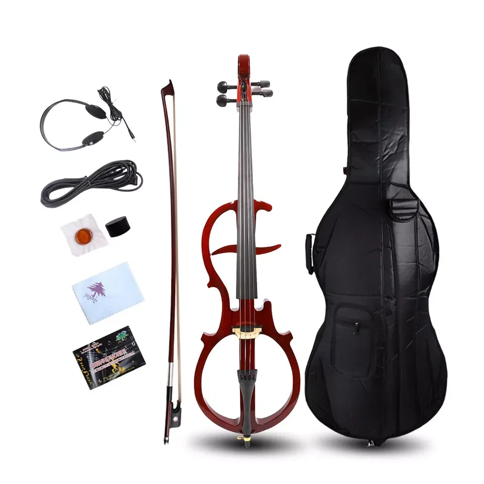 

Electric cello New 4/4 full size 4 String Ebony Frog Bow Fittings Case Bow Beginner professional elegant stylish #US