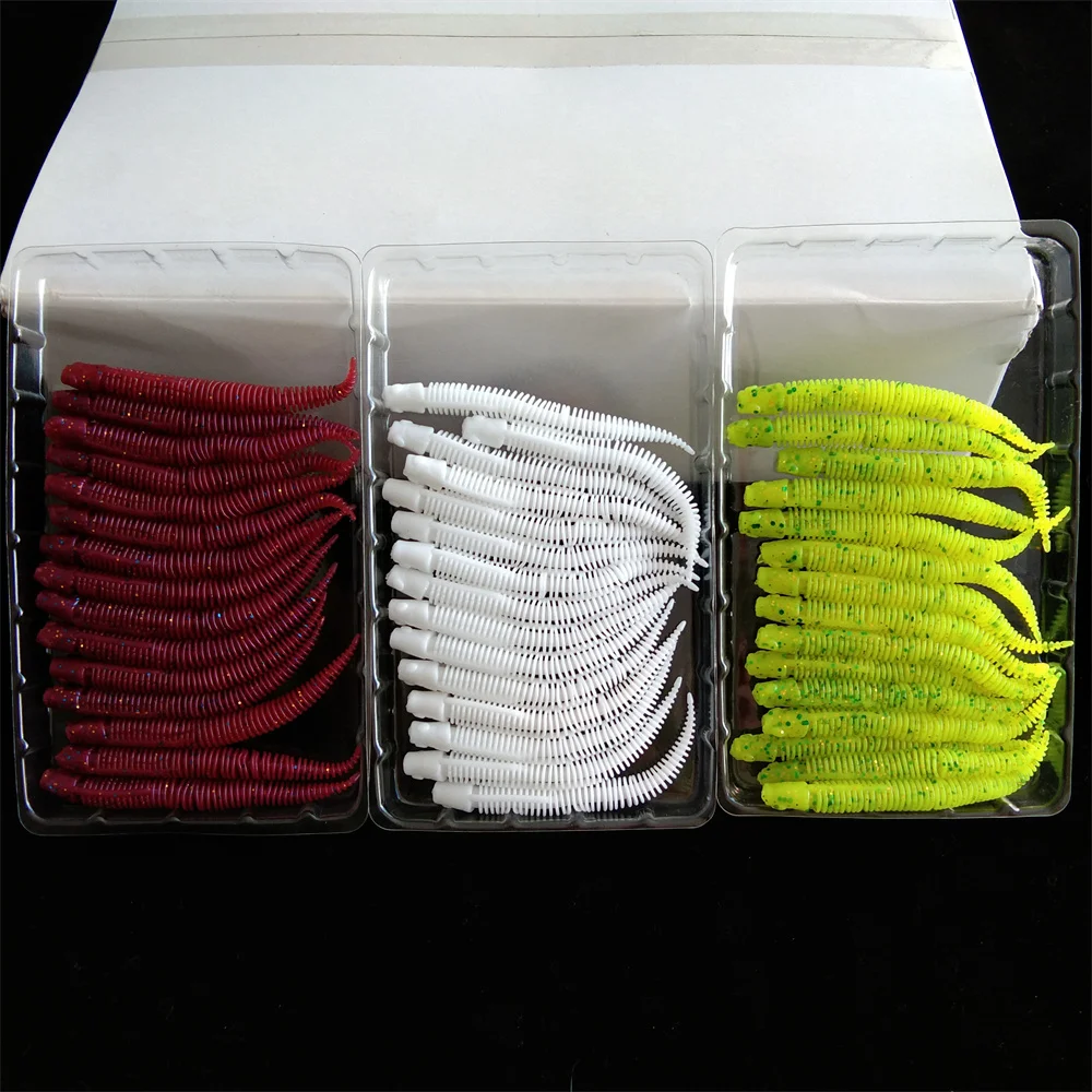 Swolfy 45pcs Pesca carp fishing bass lure sinking 1.3g 7cm Wobblers Carp Fishing Soft Lures Silicone Artificial Plastic Baits