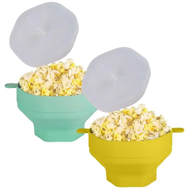 ANYOHOE Microwave Popcorn Bowl with Lid Foldable Silicone Popcorn Maker Household Popcorn Bucket BPA Free Hot Air Popper