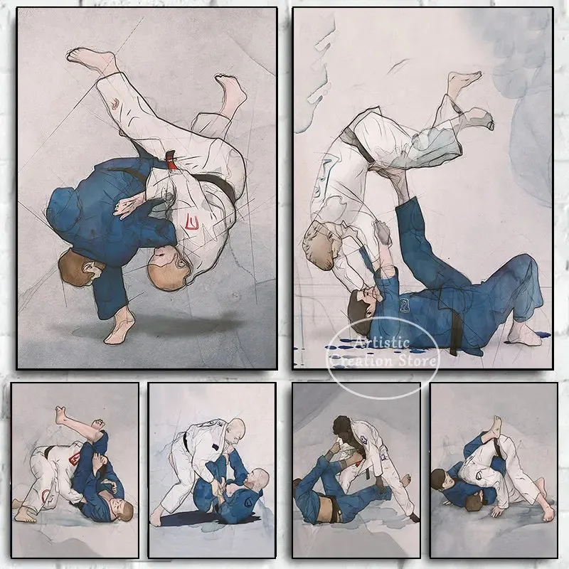 Brazilian Jiu Jitsu Teaching Poster Prints Canvas Painting Modern Living Room Nordic Fighting Wall Art Pictures Room Decor Gifts