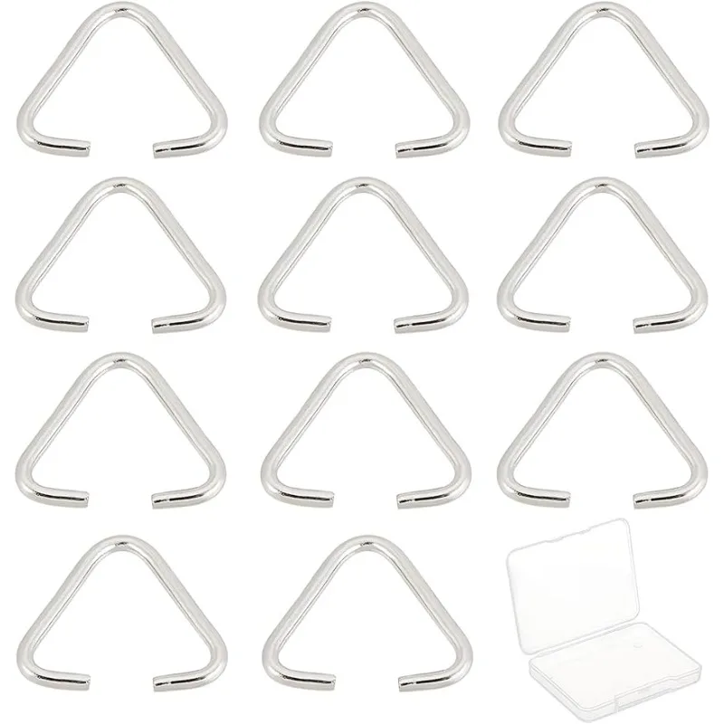 1 Box 100Pcs Triangle Open Rings Stainless Steel Triangle Rings Iron Pinch Bails Keychain Hanger Connector Pinch Bails Links