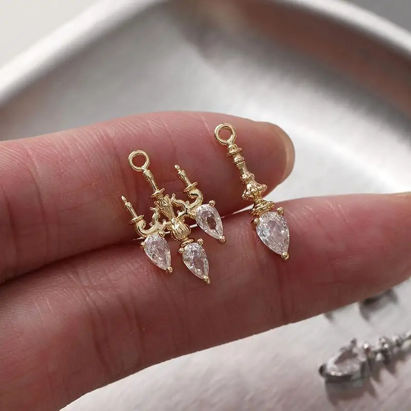 Crystal Chandelier Shaped Charms 2Pcs Exquisite Dainty Pendants for DIY Earring Jewelry Making for Craft Enthusiasts Gifts