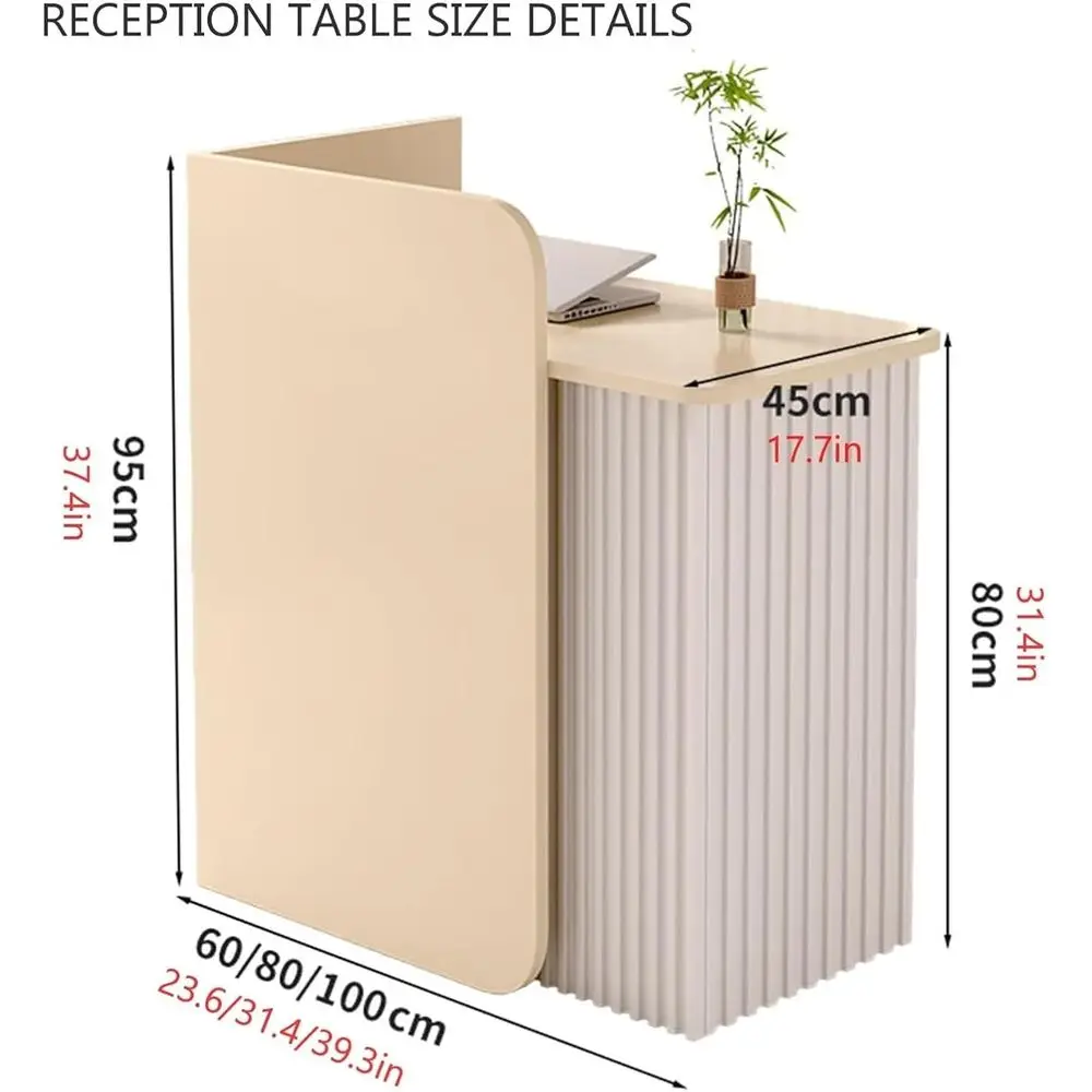 Contemporary Stone-Patterned Gray Wooden Counter for Salon Reception Area, 60x45x95cm