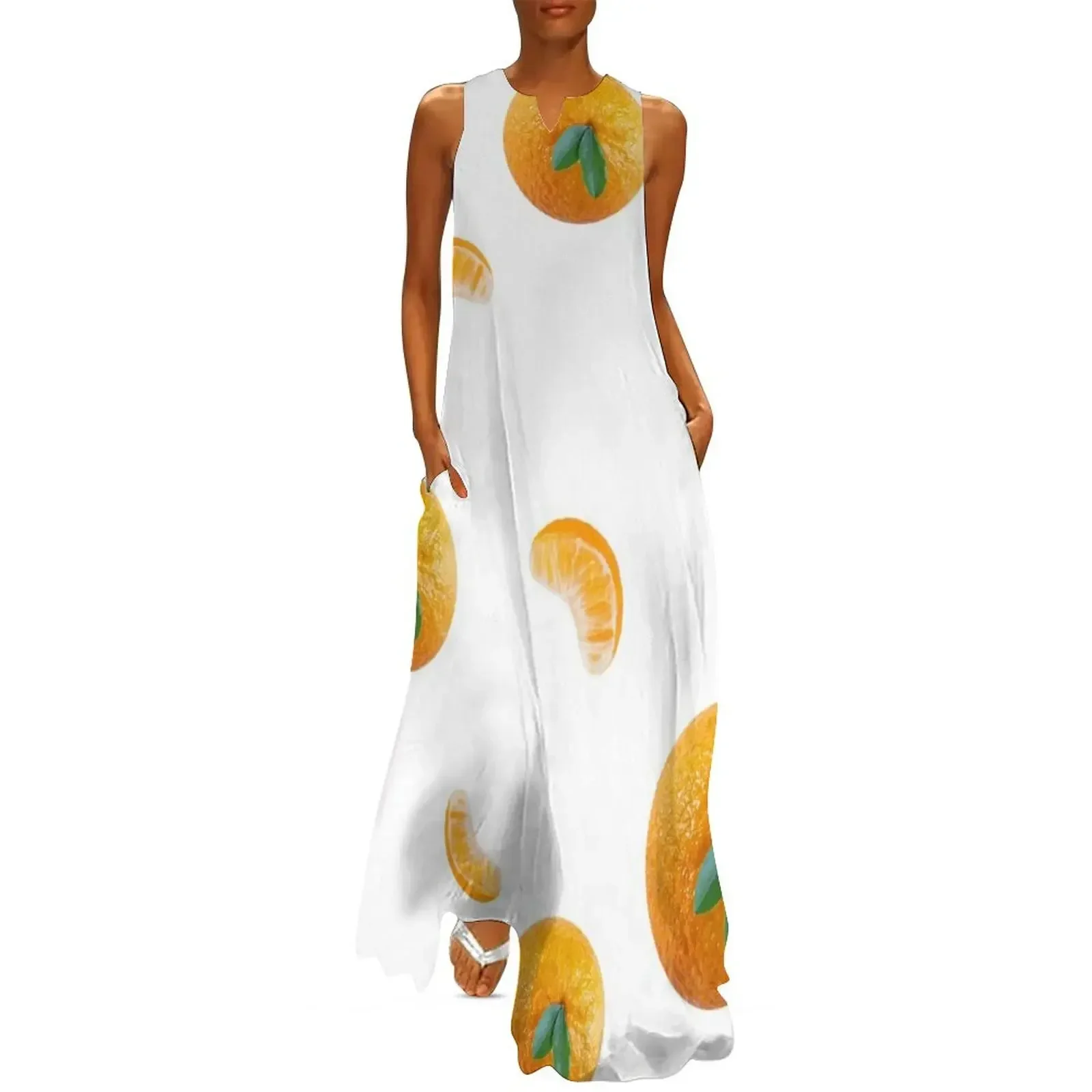 

orange pattern background Long Dress Women dresses summer women party dresses women's evening dresses loose summer dress Dress