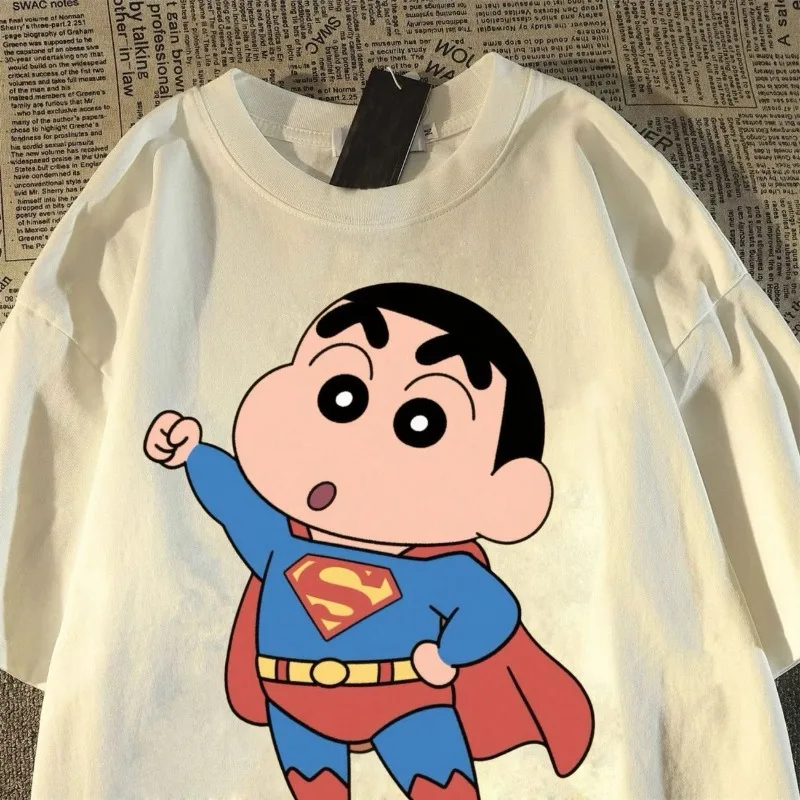 

Милый карандаш Шин Чан, хлопковая футболка с короткими рукавами и японским принтом, женская летняя новая свободная футболка с карандашом Шин Чан