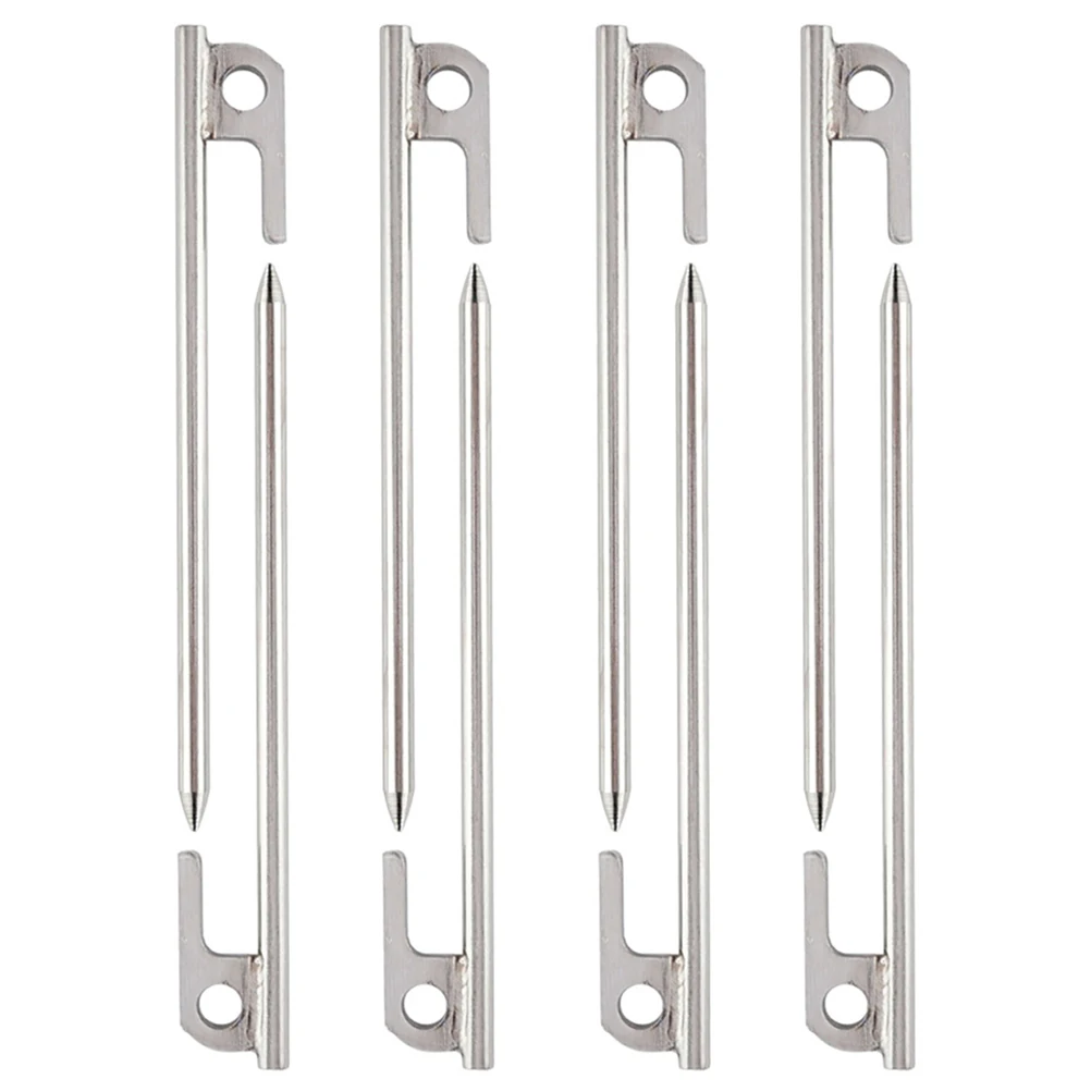 

8 pcs Stainless Steel Tent Stakes Heavy Duty Ground Nails For Camping Outdoor Tent Pegs Hiking Canopy Gazebo Garden Anchors