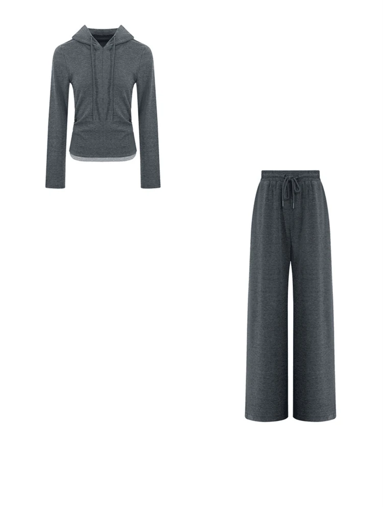 Casual Chic Hat Set Women's Spring Faion Straight Leg Pants Outfit High Waist Trousers Comfortable Polyester Fiber Wear Res...