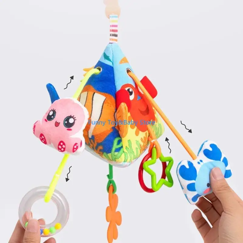 Jouet suspendu pour poussette avec hochet apaisant pour nouveau-nés, berceau interactif Mobile pour le développement visuel