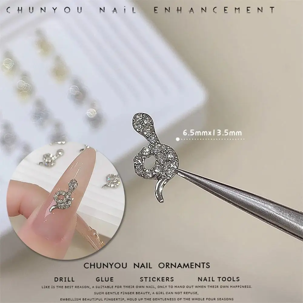 3D 반짝이는 네일 참 장식 합금 뱀 모양 네일 아트 라인스톤 참 행운의 네일 아트 장식품