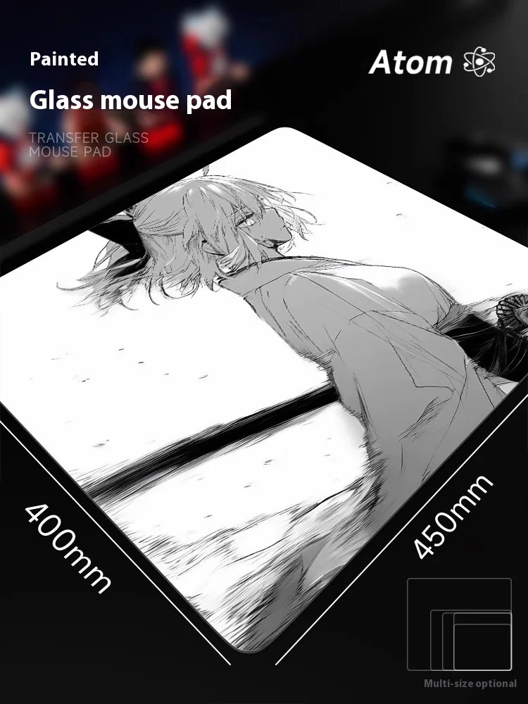 ATOM AT1636 Photovoltaic Glass Mouse Pad Tempered Upgrade Smooth FPS Anime Esports Game Office Desk Pad Customized Mouse Pad