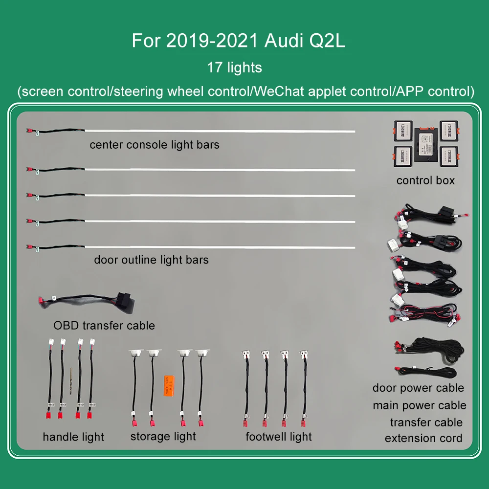 Car ambient light  for Audi Q2L 2019-2021 interior door decorative lighting 32-color Atmosphere lamp