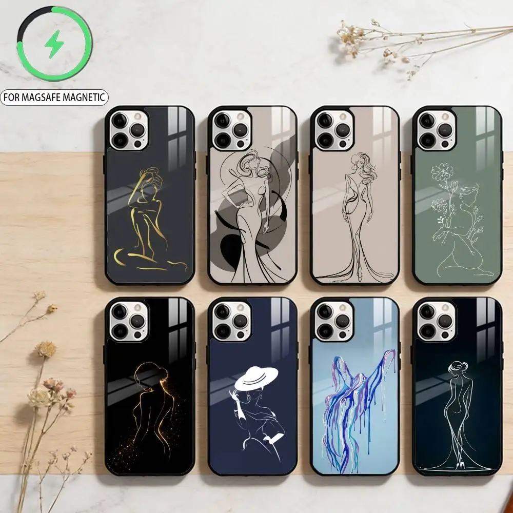 

S-Sexy Body curve Art Phone Case For iPhone17,16,15,14,13,12,11 Plus,Pro Max Magnetic For Magsafe Wireless Charging