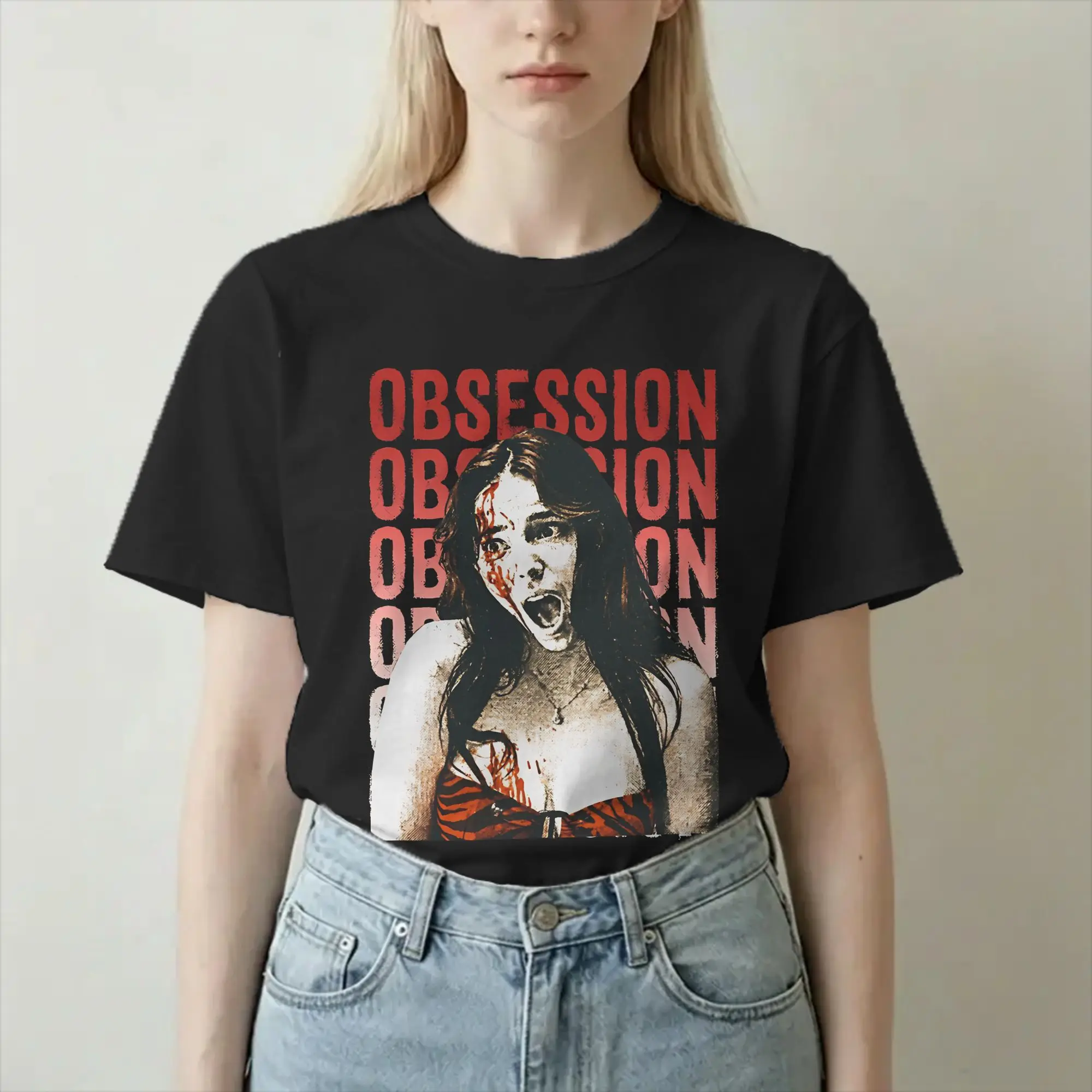 T-shirt pour hommes et femmes, film d'horreur Obsession, Nikki, 100% coton, Vintage, manches courtes, col rond, T-Shirts originaux