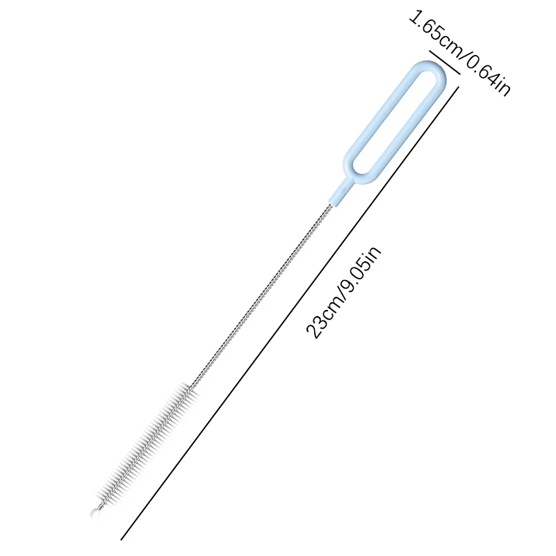 304 Stainless Steel Handle Nylon Hair Straw Cleaning Brush Reusable Bendable Straw Brush Simple Soft Bristle Bottle Cleaner