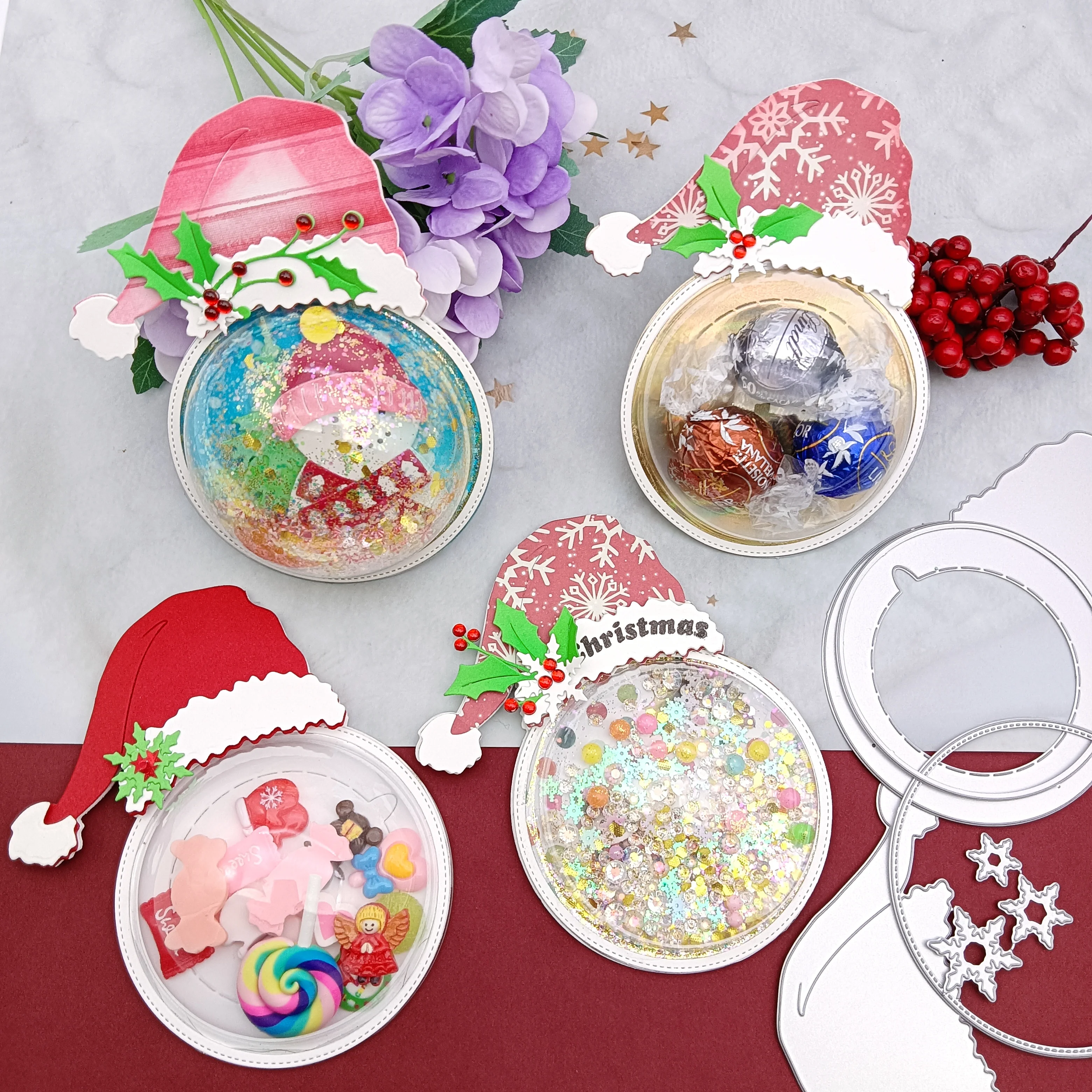 Etched Die Alinacutle Christmas Hat Candy Dome Candy Holder Metal Cutting Die Cut Scrapbooking Paper Craft Album Handmade Card