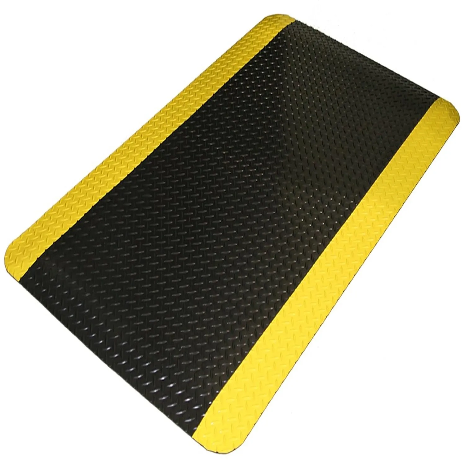 Durable Corporation-442S Vinyl Heavy Duty Diamond-DEK Sponge Industrial Anti-Fatigue Floor Mat, 2' x 3', Black with Yellow