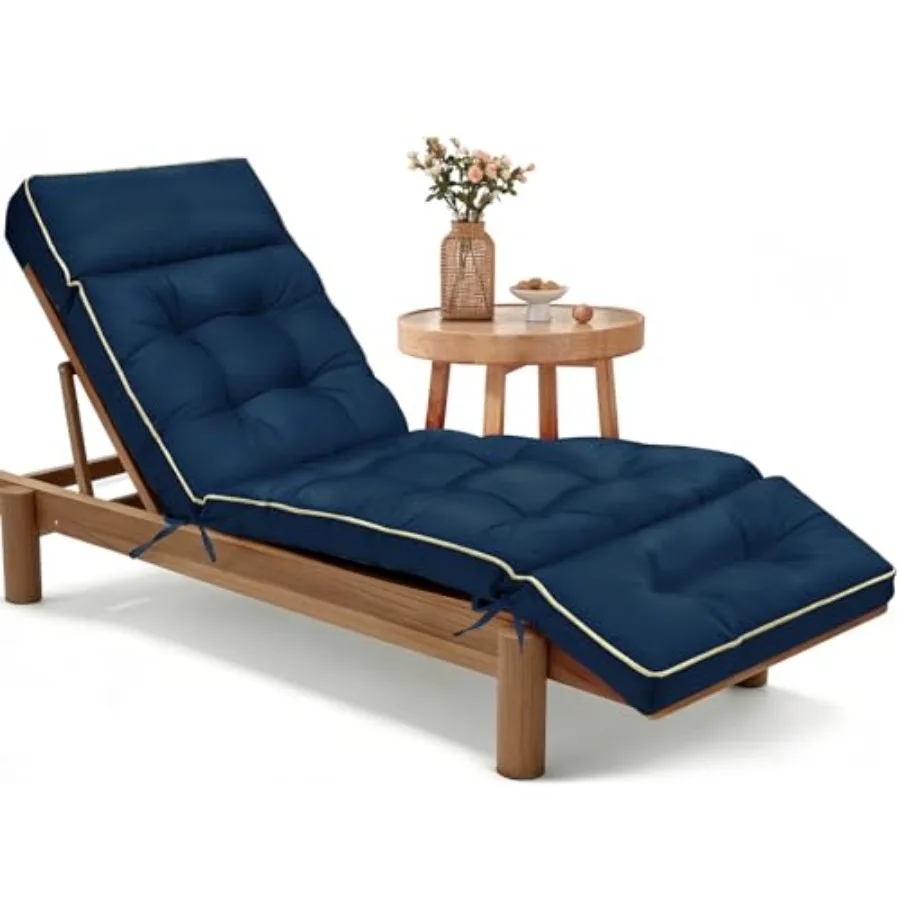 

Chaise Lounge Cushion Outdoor Memory Foam Replacement Patio Pool Lounge Chair Cushion with Ties for Outdoor Furniture 74 x 22 x