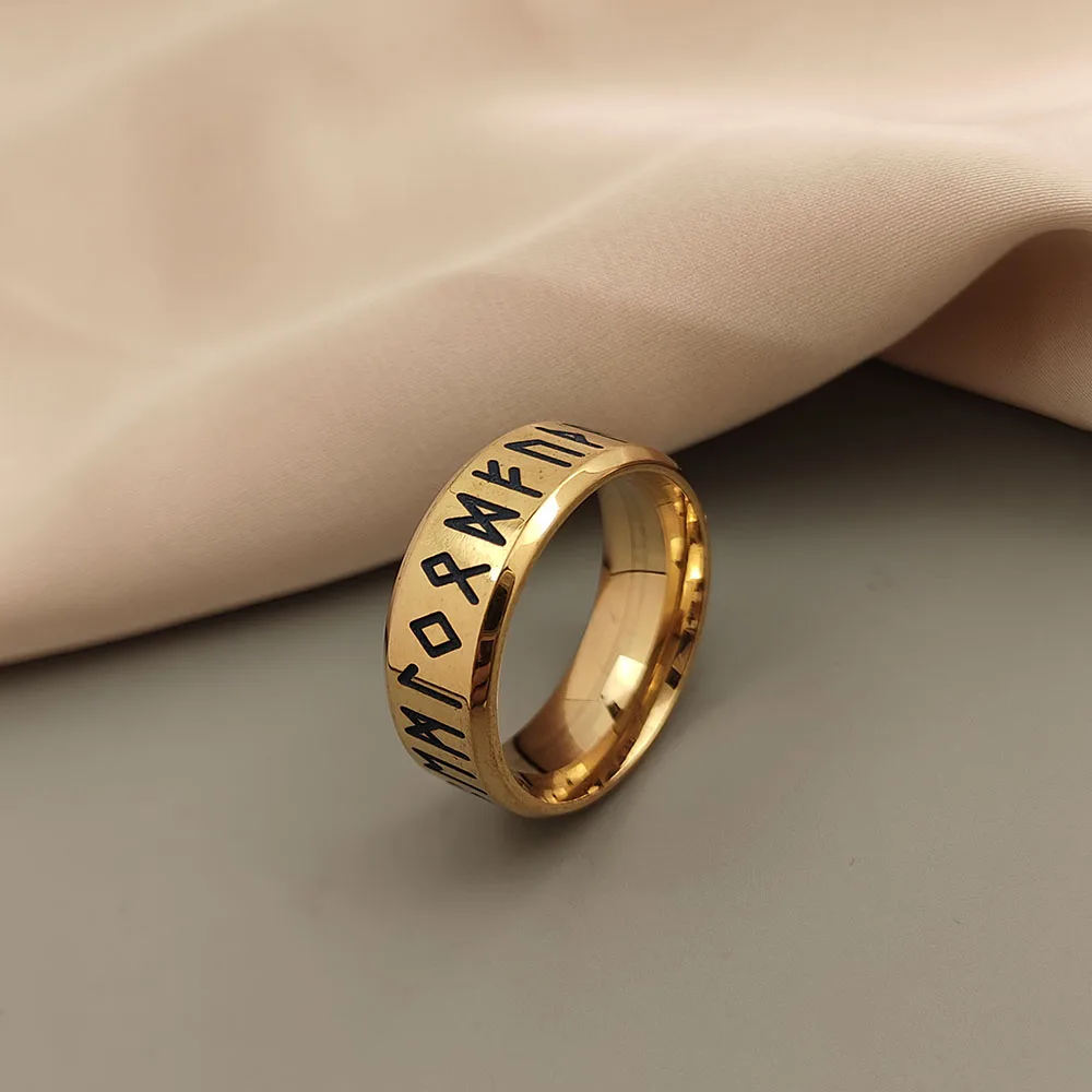 

Original design - stainless steel finger ring engraved with ancient text, high-quality waterproof jewelry, free delivery
