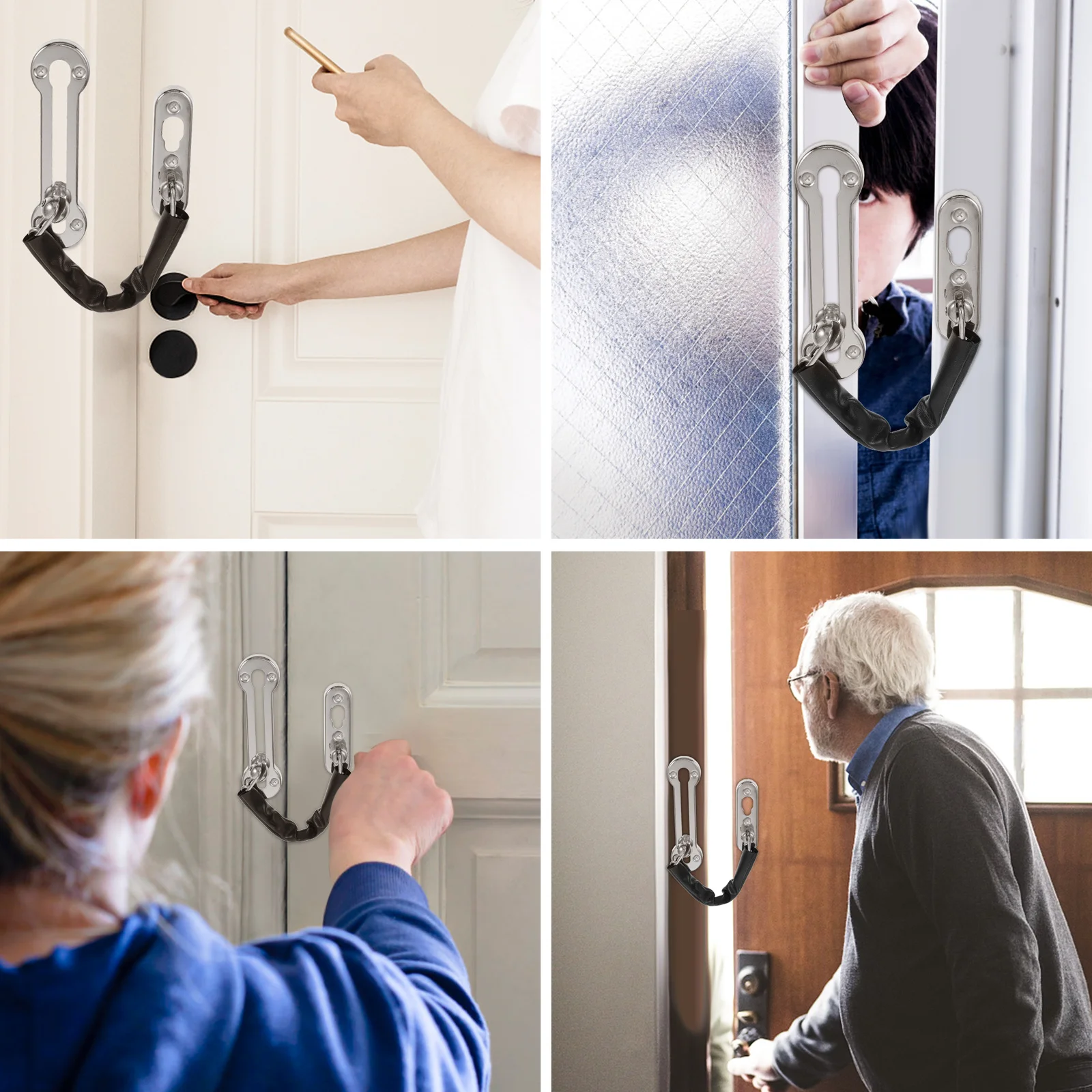 

Anti-Theft Door Chain Lock Stainless Steel Heavy Duty Latch Scratch Resistant Secure Door Bolt for Office Home Safety Lock