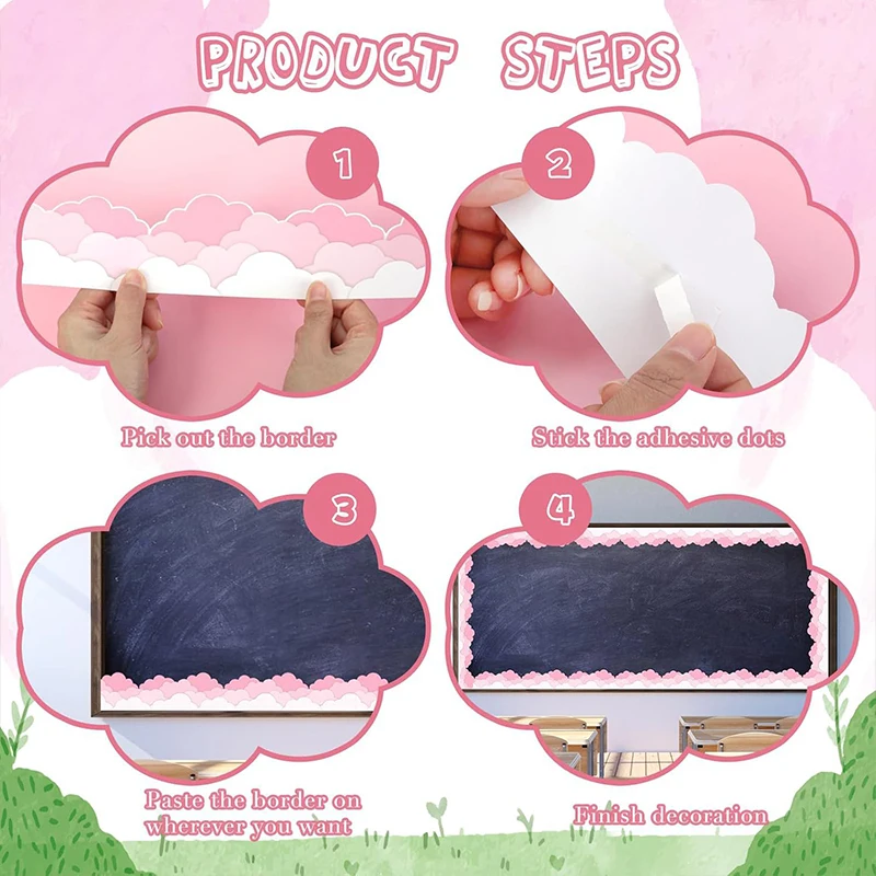 1 لفة على شكل سحابة ملصق الحدود الفصول الدراسية السبورة زينة لوحة الإعلانات تقليم السبورة الملحقات التعليمية