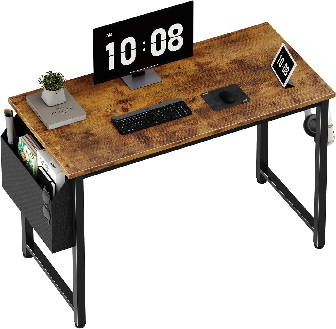 Small computer desk, small space learning desk, home office, 39 40 inch rural student desk with storage bag