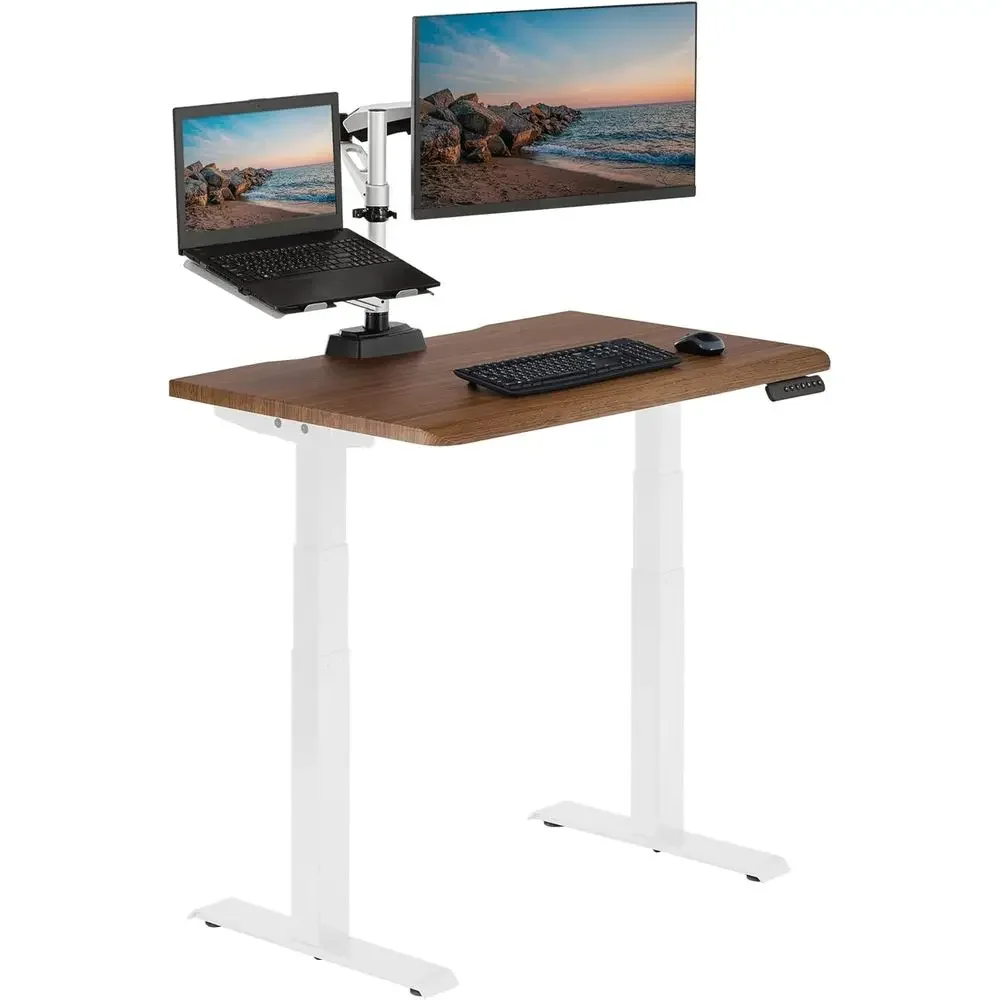 

Ergonomic Electric Sit-Stand Desk, 40x26, Walnut Top & White Legs, Easy Assembly