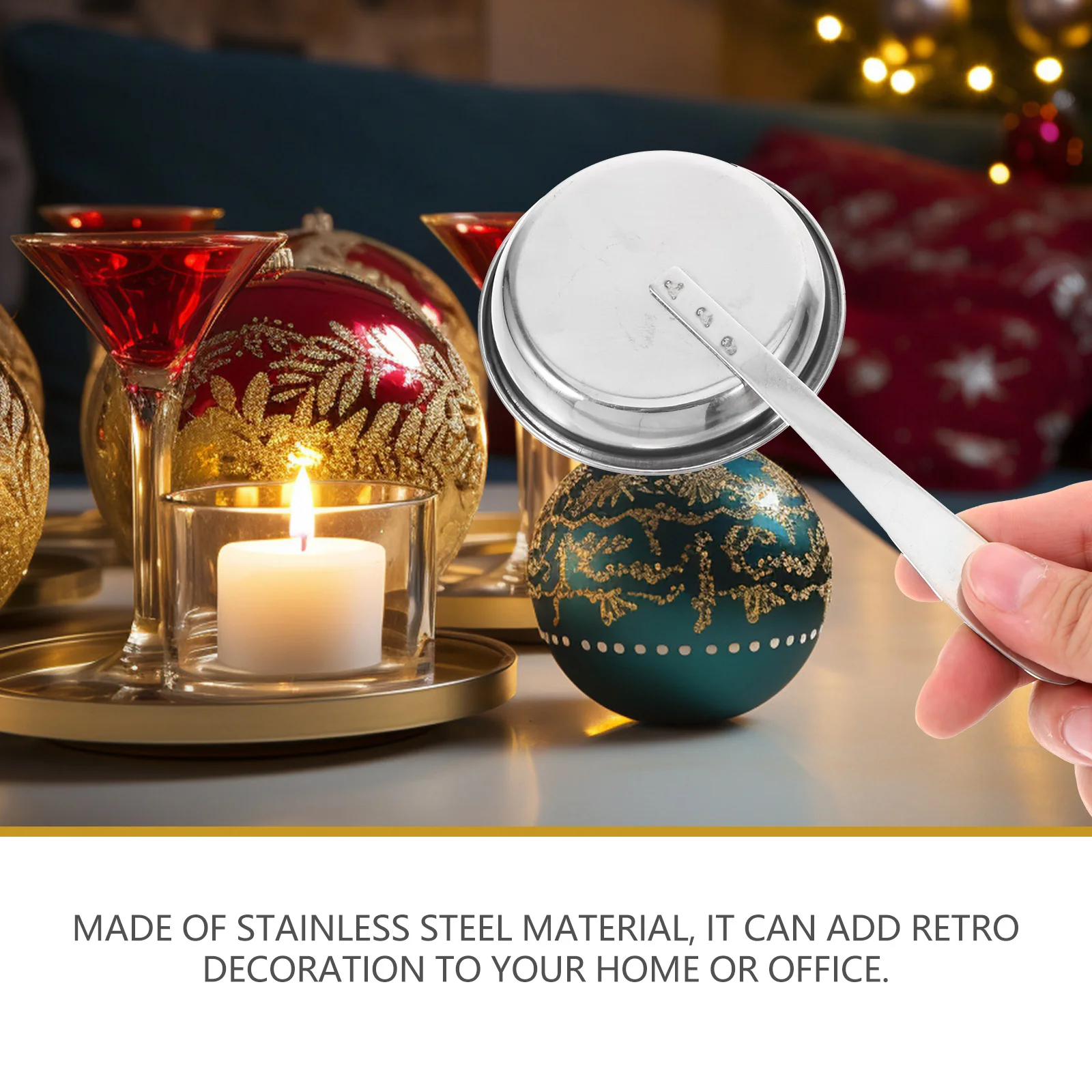 

Cabilock LED Flameless with Automatic Extinguisher Floating Wick Gold Silver Stainless Steel Tea Light Holder