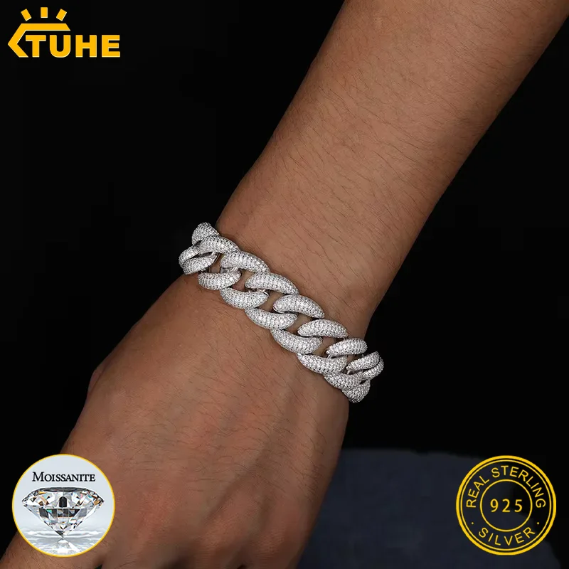 

TUHE Unisex Small classic Cuban chain Iced Out Moissanite Necklace 925 Silver For Men Hip Hop Jewelry Man Jewelry Accessories