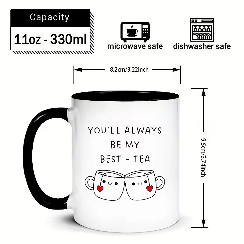 Ceramic Coffee Mug with Insulated Handle, Reusable and Multifunctional, Suitable for Friends, Machine Washable, Ideal for Long-Distance Friendship Gifts, Women's Birthday Gifts, and Gifts for Girlfriends and Friends