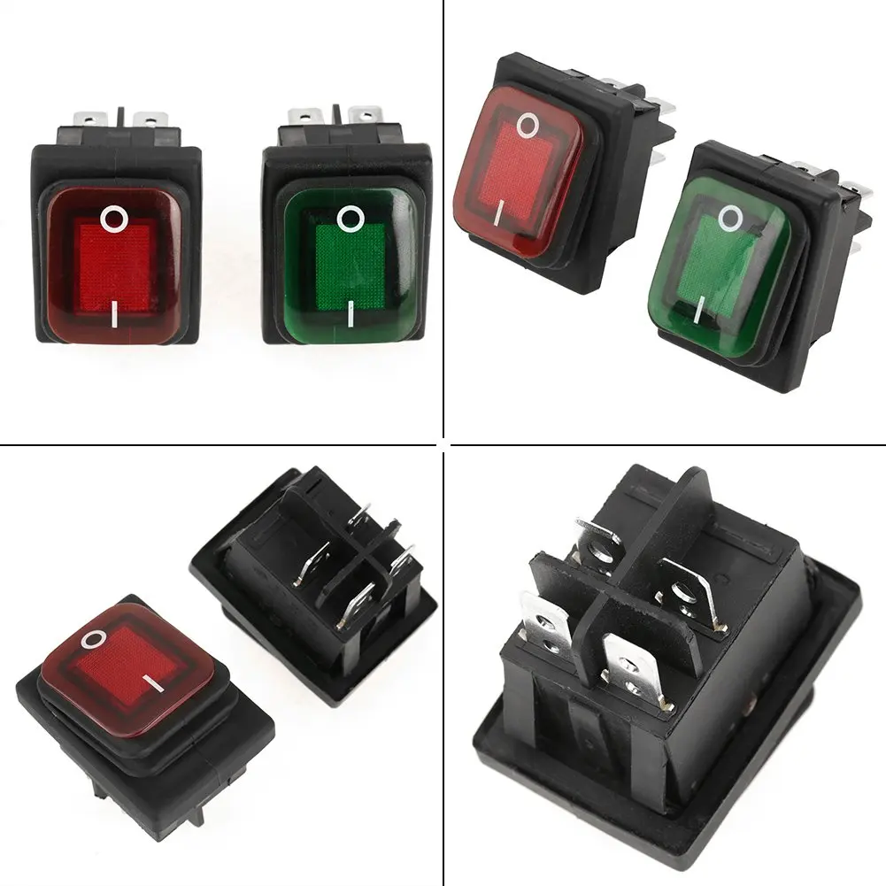 2pcs 30A Power Switch 125V/250V AC Boat Rocker Switch ON/Off Switch 4Pins Toggle Switch with UL Certificate Waterproof Switches