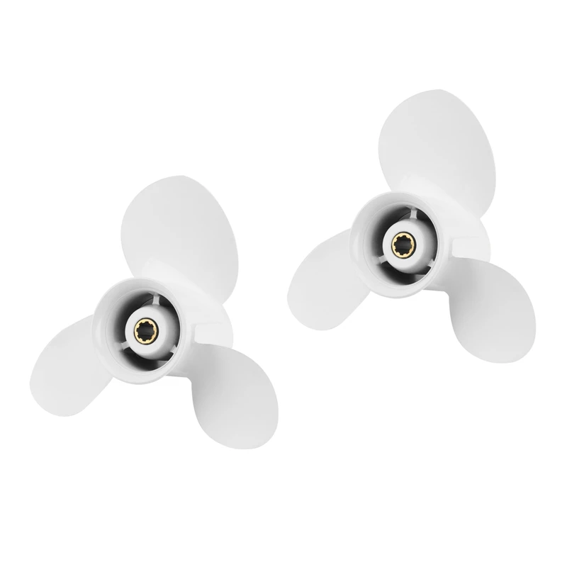 2X Propeller 9 1/4X11 For Yamaha Outboard Engines 9.9 HP F9.9 15HP F15C F15 Aluminum 8 Tooth Spline RH 63V-45943-00-EL