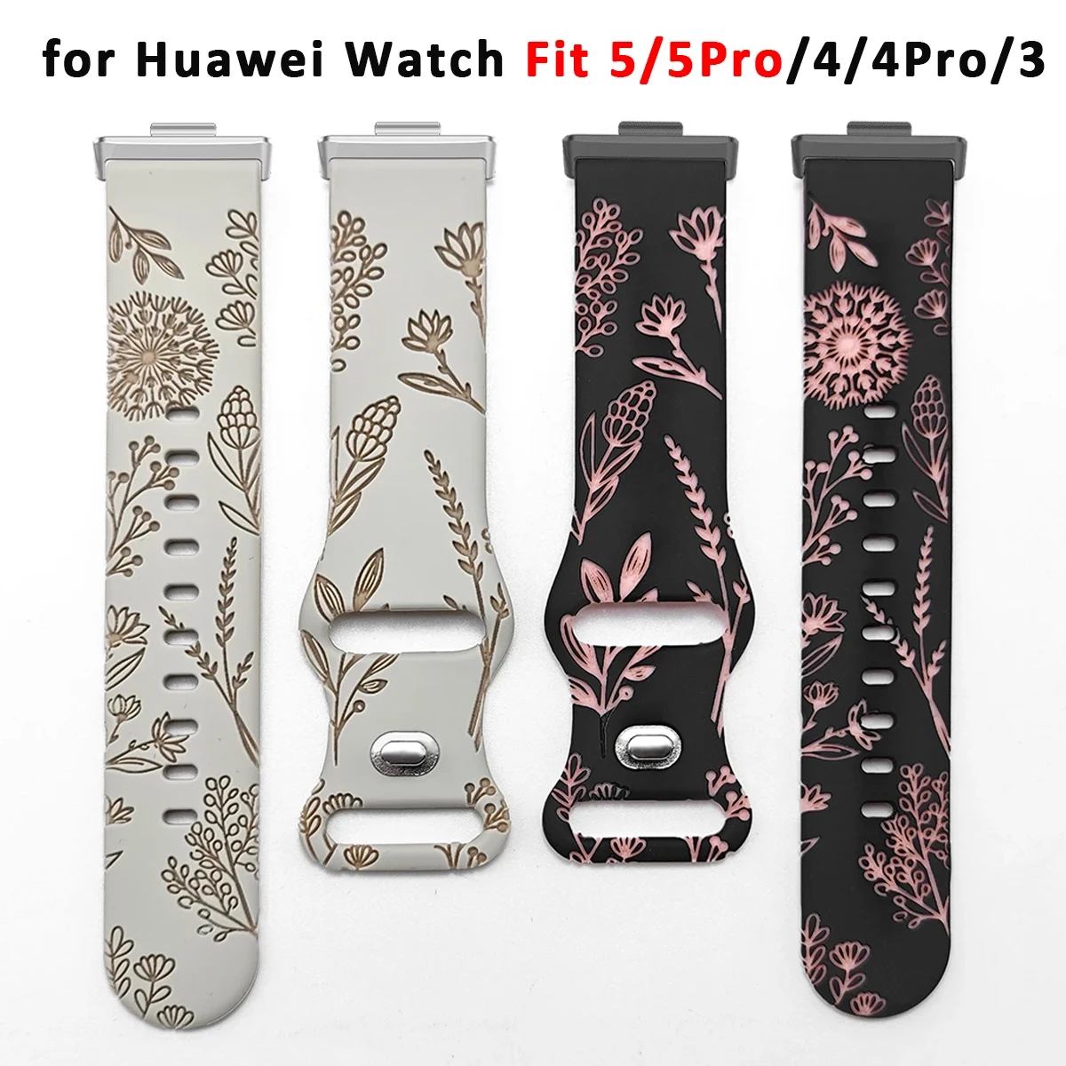 Graviertes Silikonarmband für Damen, Ersatzarmband für Huawei Fit5 5Pro, Armband für Huawei Fit4 4Pro 3, Armband-Zubehör