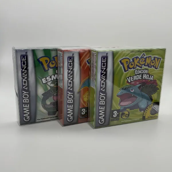 Serie Pokémon Esmeralda Rojo Fuego Verde Hoja, Juego GBA en Caja para Cartucho de Videojuego de 32 Bits, Edición ESP Sin Manual