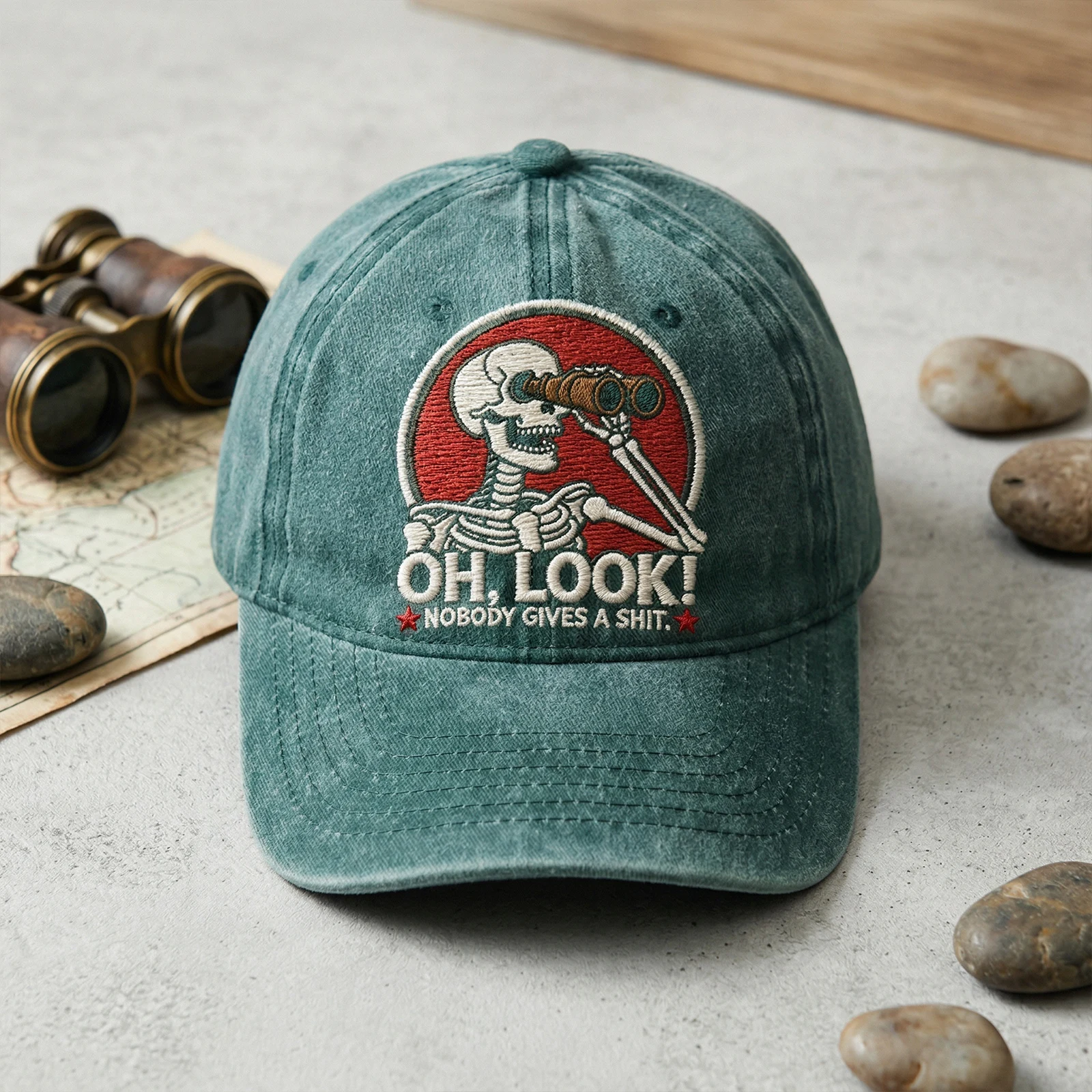 Skeleton Oh Look Vintage Baseball Cap Unisex Washed Cotton Embroidered Hat Breathabl Golf Dad Trucker Hats for Men Women Outdoor