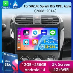 Android 14 For SUZUKI Splash Ritz OPEL Agila 2008 2009 2010 2011 -2014 Car Radio Navigation Multimedia Player Stereo GPS WiFi+4G