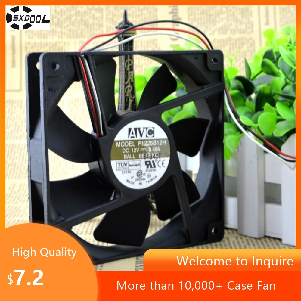 Ventilateur de refroidissement sans balais 120mm DC 12V pour châssis à Double boule AVC F1225B12H 0,45a 12cm 12025