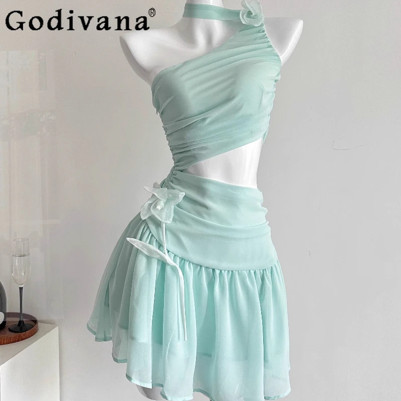 Summer Coquette Prom Dress Women's Aesthetic Y2k Vintage Off Shoulder Dress Party Girl Hollow Out Evening Banquet Dresses