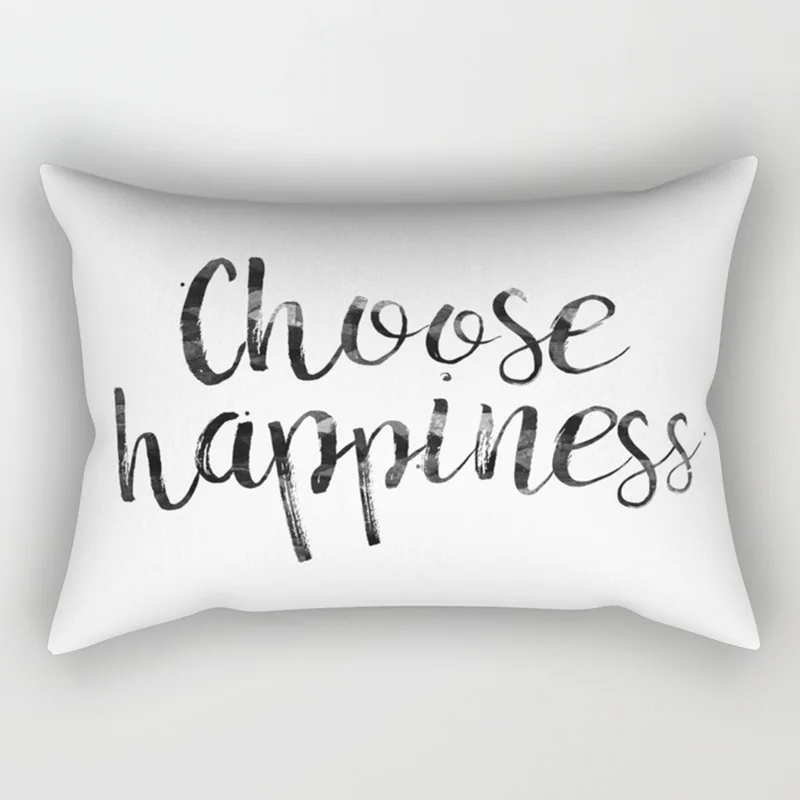 Classic English Letters Dream Choose Happiness Short Plush Rectangle Small Pillow Cases Size 50cm By 30cm