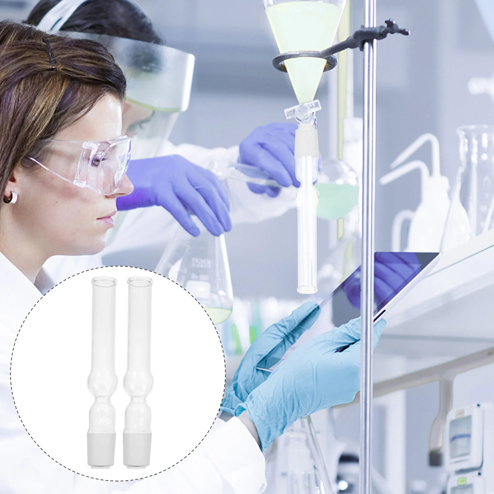 

2Pcs Straight Drying Tube Glass Smooth Inner Wall Practical Chemistry Lab Experimental Tube School Teaching Tools